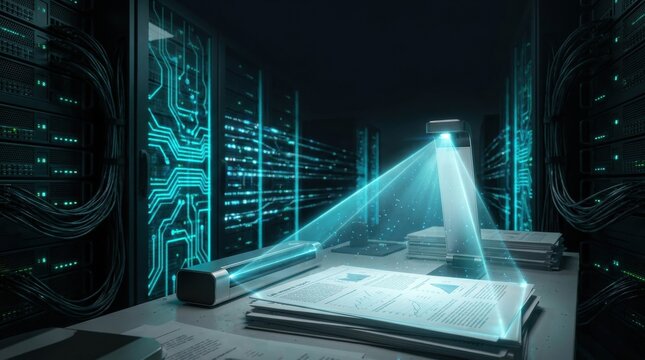 High-tech industrial supply chain facility utilizing Holographic scanner parsing rese for fast automated sorting