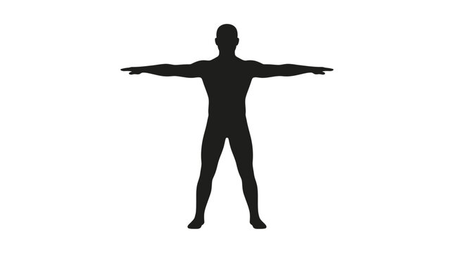 Human silhouette vector illustration featuring male figure in t-pose isolated on clean simple white background