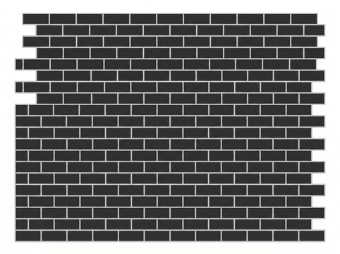 Stylized black brick wall pattern with clean rectangular shapes. A simple architectural texture for backgrounds, prints, packaging and construction-themed designs, vector isolated on white