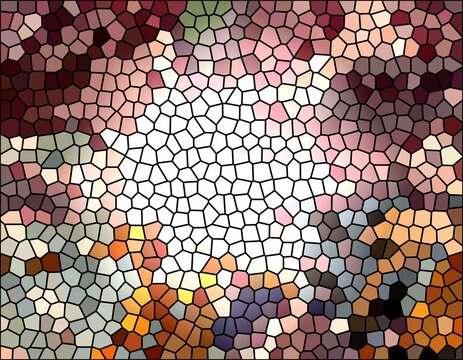 Multicolor cathedral glass mosaic pattern for artisan soap packaging and creative art gallery