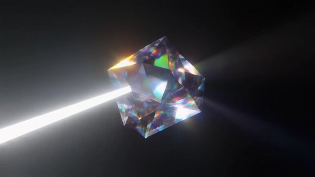 Light beam refracting through a crystal cube prism