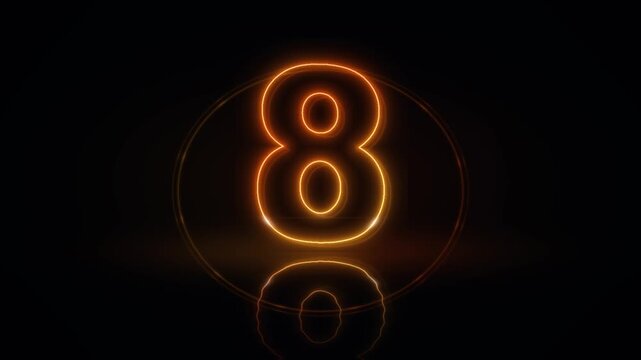 Gold and amber outlined numerals are surrounded by eclipse rings and traveling rim light. Twenty two second countdown from 10 to 0, with two seconds per numeral. Animated 4K landscape background for N