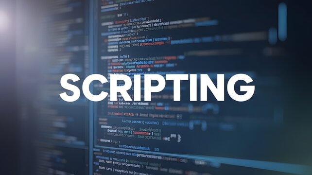 Scripting Programming Code on Computer Screen Software Development Automation Coding Technology Web Development Application Engineering and Digital Programmer Workspace Background