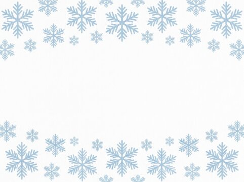Winter snowflake border pattern isolated on white background