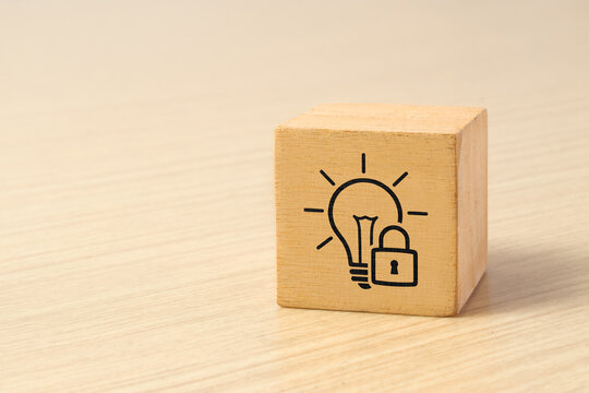 Copyright or patent concept, intellectual property. Patented brand identity license product copyright. Granting of a property right by a sovereign authority to an inventor
