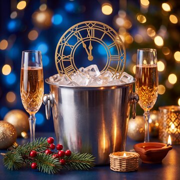Macro Close Up of An elegant modern New Year 2027 concep under Festiva
