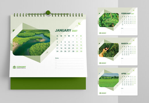 Geometric Nature 2027 Wall With Desk Calendar Template