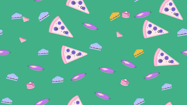 Seamless pattern of stylized food illustrations
