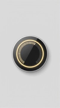 Minimalist smart thermostat and rotary dial glowing ring motion graphic, ai generated