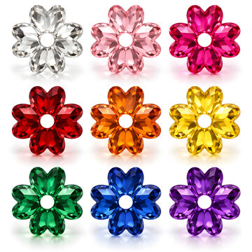 Nine rainbow colored flowers gemstones crystal for bedazzling bedazzled craft decoration