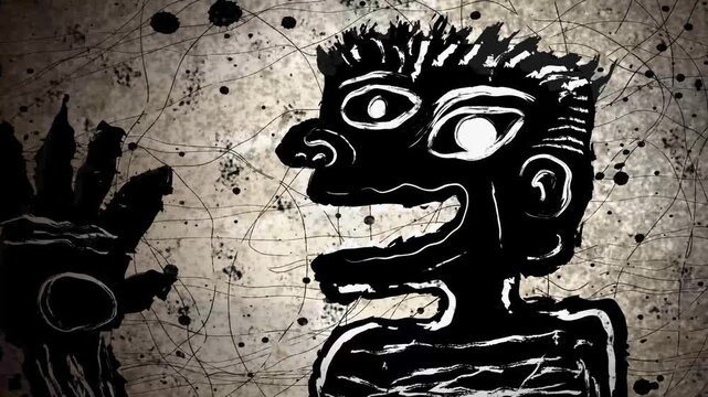outsider art scribble man with urban graffiti grunge aesthetic