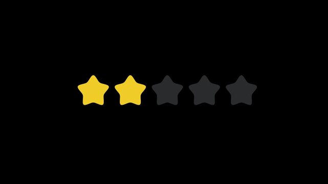 Digital feedback interface displaying two out of five yellow stars selected by a hand cursor