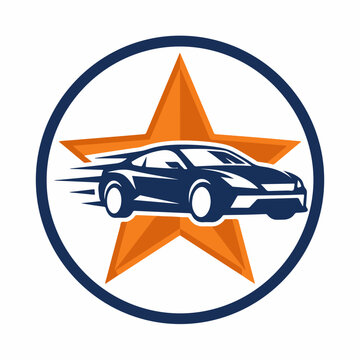 Dynamic car logo with star and speed lines design.