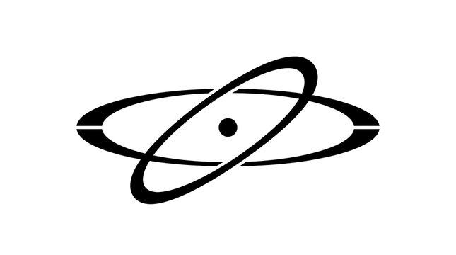 Minimalist atomic orbital rings with central nucleus dot.