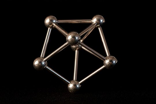 Metal dodecahedron molecular model structure on black