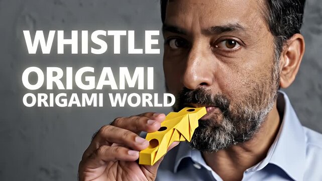 Intense-looking man with salt-and-pepper beard wearing a light blue shirt holding a yellow snack near his mouth against a gray textured wall