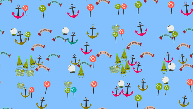 Nautical and Party Pattern with Anchors and Lollipops