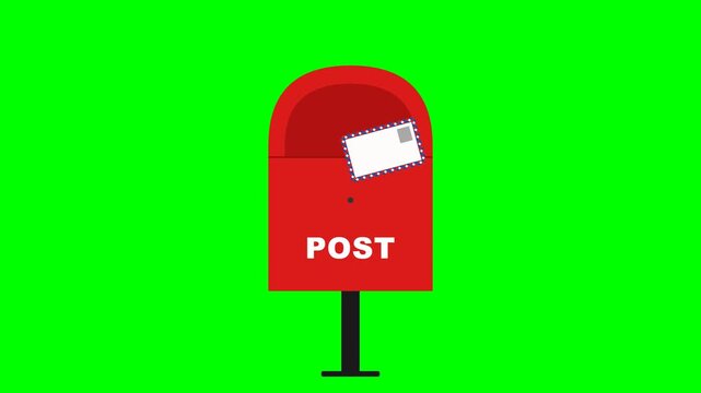 Animated Letter Drop into Red Mailbox on Green Screen