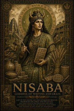 Nisaba Mesopotamian Goddess of Writing, Grain and Knowledge in Ancient Mythology Poster