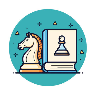 Chess knight and pawn book illustration design.