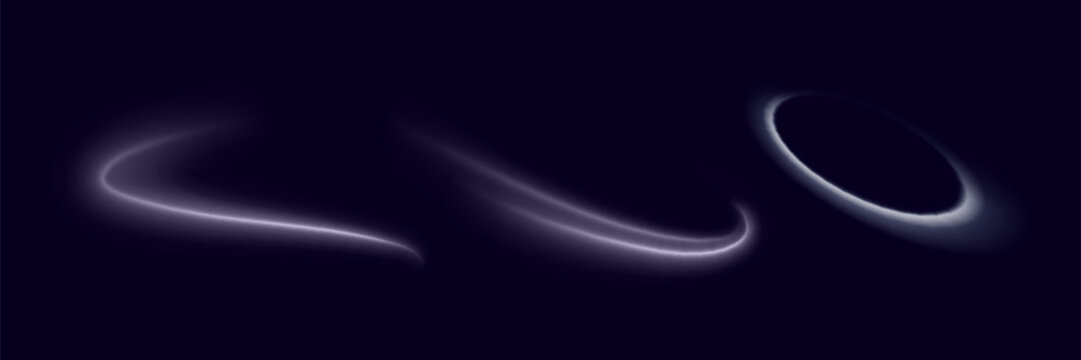 Luminous white lines of speed. Light glowing effect. Abstract motion lines. Light trail wave fire path trace line, car lights, optic fiber and incandescence curve twirl