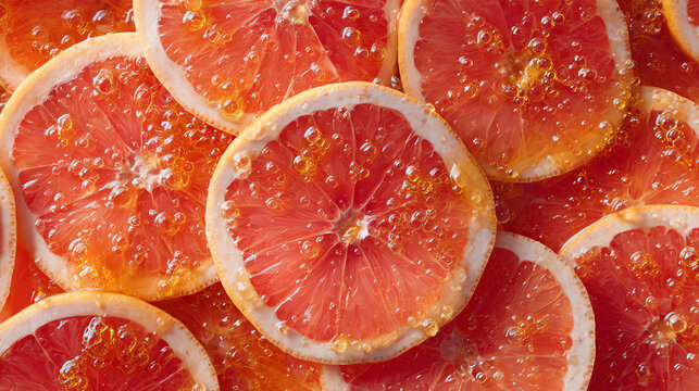 Grapefruit Slices with Sparkling Bubbles