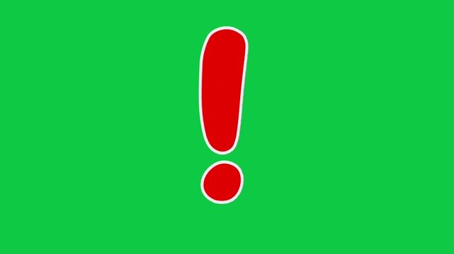 Red Exclamation Marks Warning Alert Animation on Green Screen Chroma Key