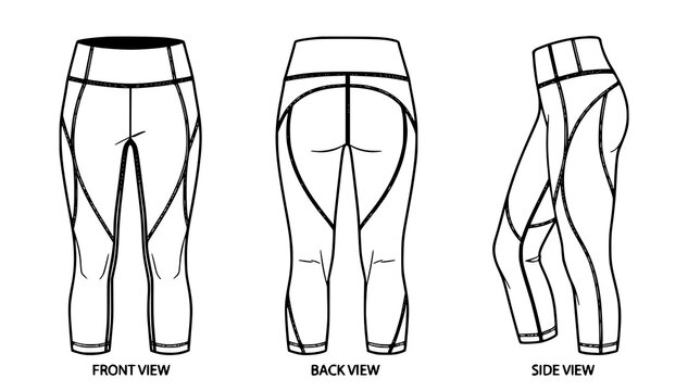 Performance Women&rsquo;s Compression Capri Leggings Fashion Flat Vector Set