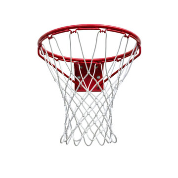 Basketball hoop with net and red white ball