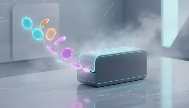 Futuristic Device with Colorful Glowing Motion Effects