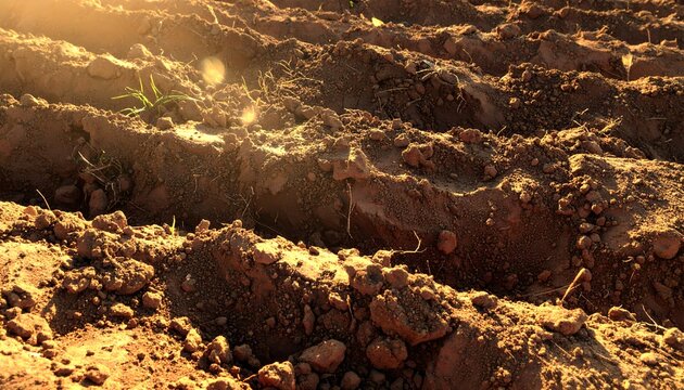 Fresh Soil and Sprouts Warm Morning Sunlight