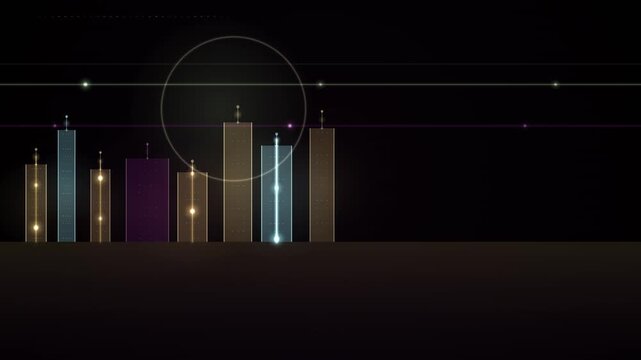 The glowing chart loops continuously in a seamless pattern against a dark background.