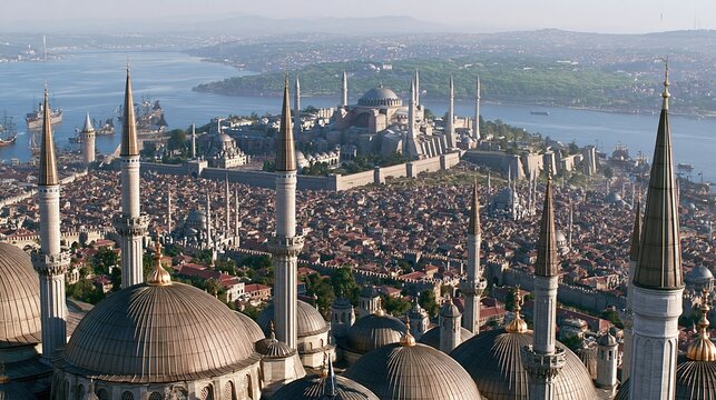 Historic Istanbul skyline with domes and minarets