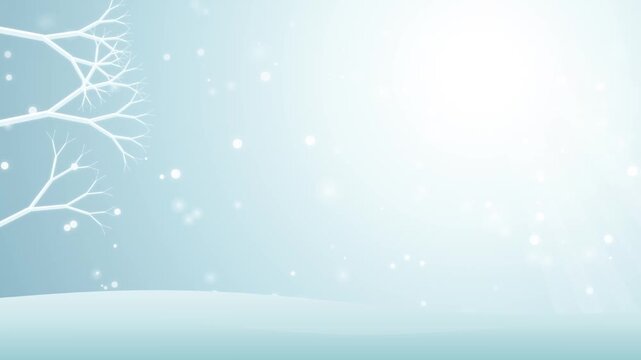 Snow falling on bare tree branches