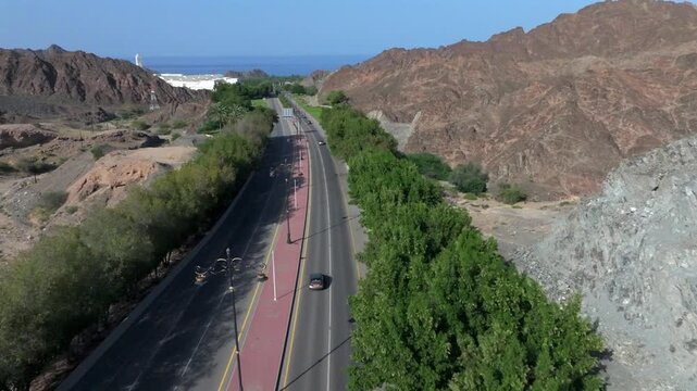 Aerial View of Al Amerat Bausher Mountain Road Muscat Oman
