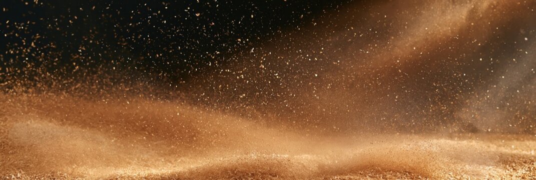 Golden chaff drifting in air with dramatic lighting and abstract composition