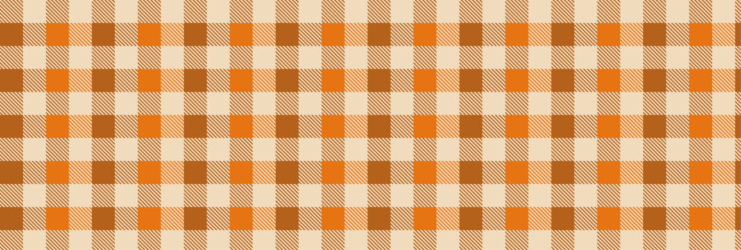Warm fall orange and brown vector buffalo plaid seamless vector pattern