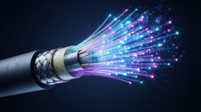 Fiber optic cable with glowing light strands