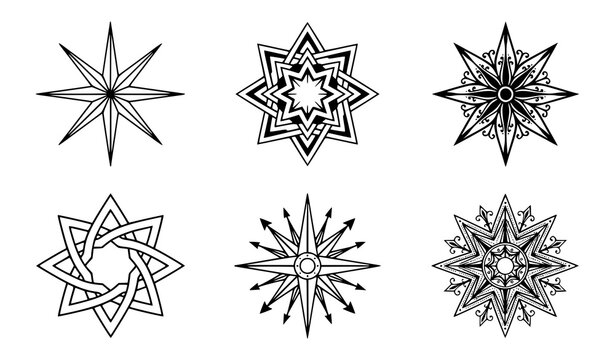 Premium Eight Pointed Star Octagram Ornamental Vector Collection