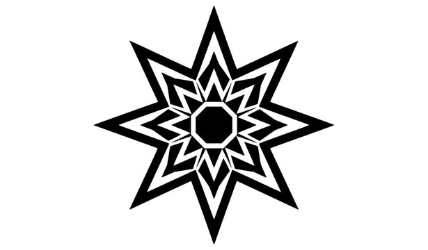 Geometric Eight Pointed Star Symmetrical Vector Illustration