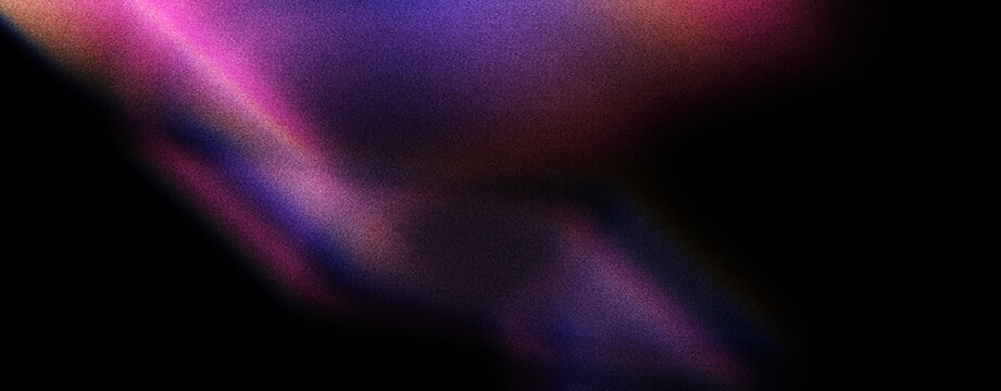 Grainy abstract digital background with soft magenta purple violet gradient, diagonal light streaks, and blurred dark forms on black