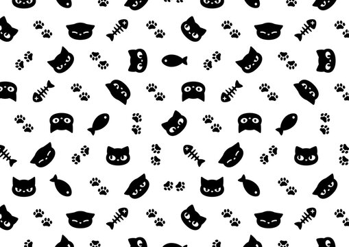 ねことおさかな A4 ホワイト