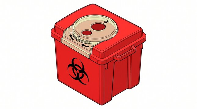 Isometric biohazard container for medical waste disposal with biohazard container disposal
