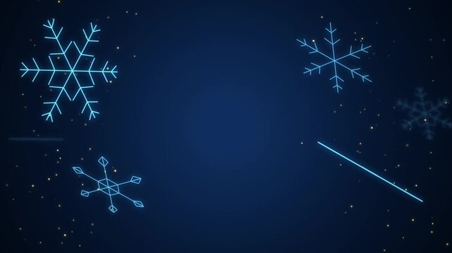 Falling snowflakes in dark starry night sky