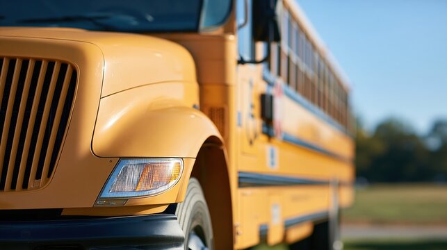 Close up of yellow school bus front