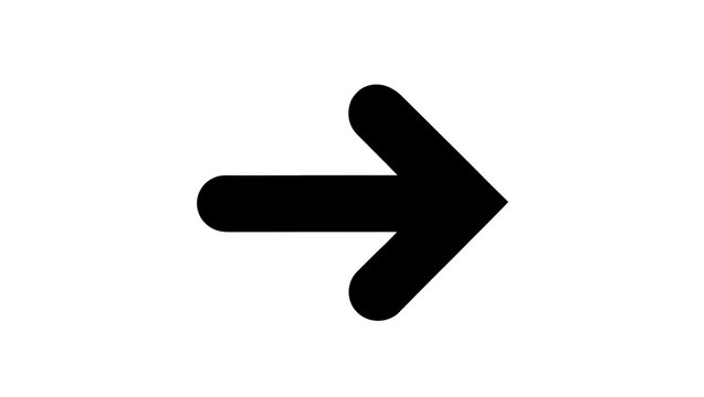 Solid black right arrow symbol, isolated on transparent background