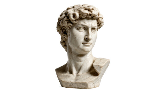 Marble bust of David a classical sculpture, isolated on transparent background