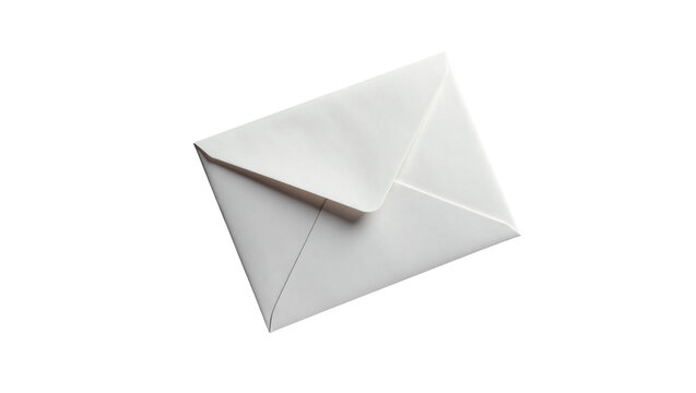 Plain white paper envelope with triangular flap, isolated on transparent background