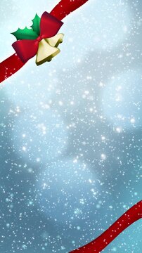 クリスマスの金色のベルのアニメーション【縦型】【ループ】【青系の背景】