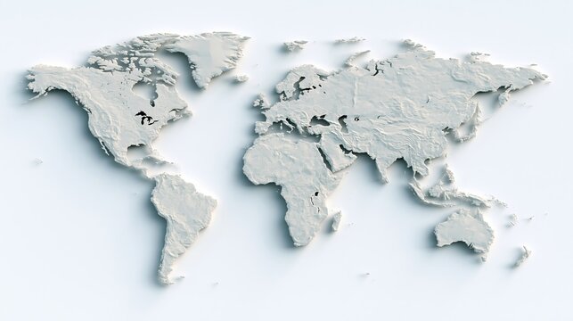 White textured world map showing continents on light